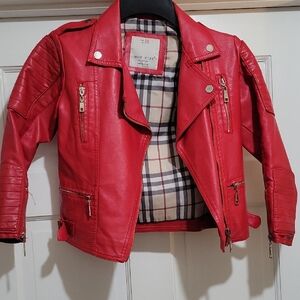 Kids Biker / Moto Faux Leather Jacket Size 5/6, Party, Festival